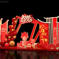 2026 Chinese New Year Art Installation With Red Decorations Balloon Garlands Lanterns Spring Character