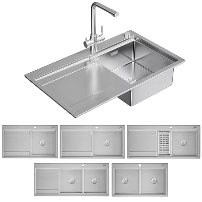 Stainless Steel Kitchen Sink with Single Bowl Design Cutting Board Cover and Multiple Styles 3d model