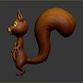 Cute Cartoon Squirrel Character 3D Model With Orange Fur Big Tail And Standing Pose