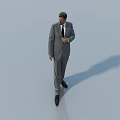 A Man in Formal Suit with Tie Walking on Light Blue Surface Cast Shadow 3d model