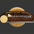 Elegant Classical Harp Decorative Household Item With Golden Accents And Carved Design
