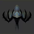 Detailed Mythical Fantasy Dragon Character With Black Scales And Blue Wings