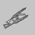 Tactical Assault Rifles With Black Metal Body Orange Wooden Stock And Magazine