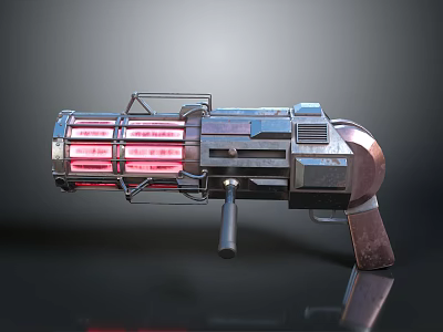 Futuristic Metallic Weapon Design With Red Glowing Energy Core And Heavy Build 3d model Futuristic Metallic Weapon Design With Red Glowing Energy Core And Heavy Build 3d model