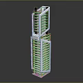 Cartoon Style Tall Building Model With Modern Unique Structure And White Exterior