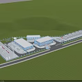 Modern Industrial Plant Complex Featuring Multiple Buildings Roads And Green Surroundings Layout 3d model