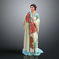 Female Character In Traditional Theatrical Costume With Colorful Patterns And Ornate Details