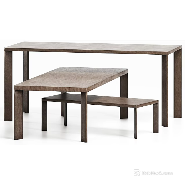 Wooden Nesting Tables In Modern Design With Different Sizes And Clean Lines 3d model