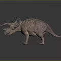 Triceratops Dinosaur Character Realistic 3D Model With Detailed Skin Texture And Large Horns