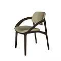 Modern Single Chair With Curved Dark Frame And Brown Upholstered Comfortable Cushion