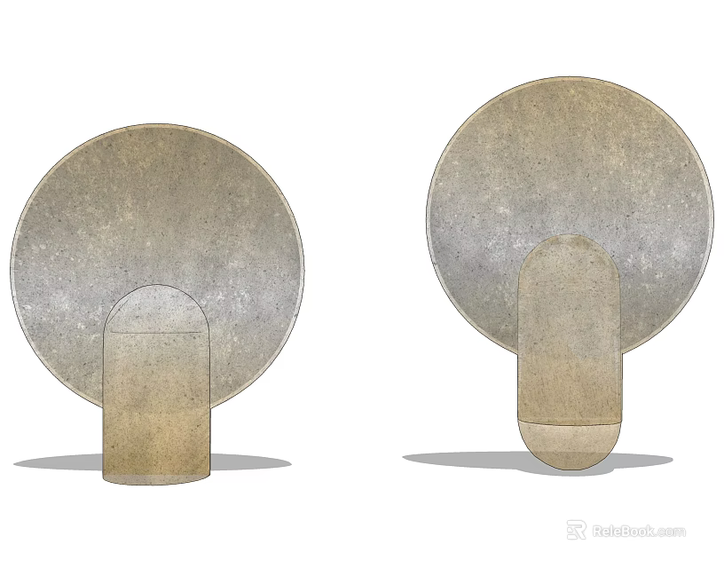 Modern Table Lamps With Circular Shade And Rectangular Metallic Base 3d model