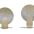 Modern Table Lamps With Circular Shade And Rectangular Metallic Base 3d model