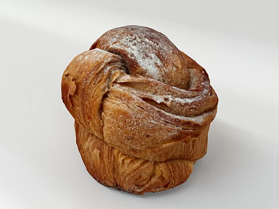 Fluffy Sugar Dusted Bread Loaf on White Background 3d model