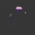 Three Vibrant Purple and Blue Jellyfish with Long Tentacles on Dark Background with Reflections