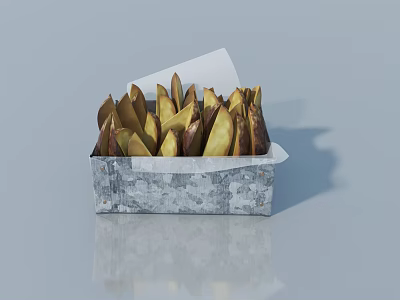 Fresh Mango Slices Arranged in Metal Container With White Paper Lining 3d model