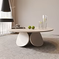 Coffee Table Round Table Marble Tea Set 3d model