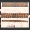 Cartoon Style Two Story House Scene With Red Tiled Roof Pink Walls And Porch Awning