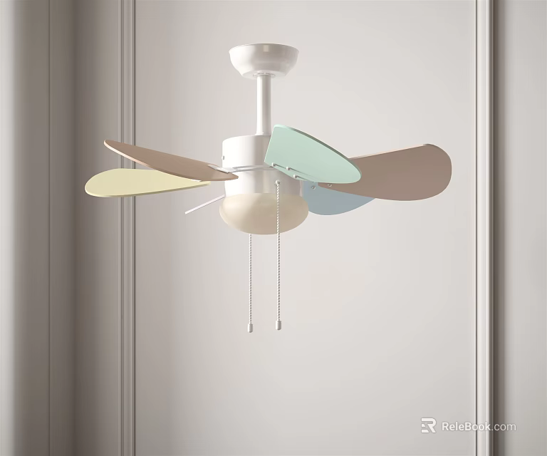 Colorful Blades Modern Ceiling Air Conditioning Fan With Light For Indoor Use 3d model 