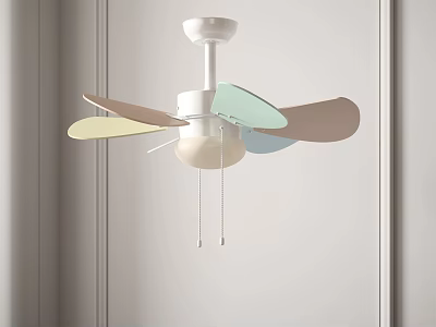 Colorful Blades Modern Ceiling Air Conditioning Fan With Light For Indoor Use 3d model