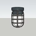 Industrial Style Wall Light With Metal Cage Silver Top And White Glow