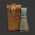 Scenic Natural Landscape View Through Vintage Brass Binoculars And Brown Leather Case