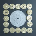 Ceiling Medallions with Various Decorative Designs and Multiple Styles in Gold and Blue