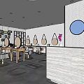 Elegant Beauty Hair Salon Interior With Green Plant Wall Wooden Cabinets And Comfortable Sofa