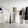 Modern Floor Lamps With Various Designs Metal Bases And Woven Shades For Home Decor