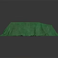 Green Cloth Draped Over Rectangular Table With Flowing Edges On Dark Background 3d model