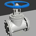 Industrial Metal Valve With Blue Handwheel And Flange Connection Structure