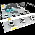 Renault Car Exhibition Booth With Displayed Vehicles And Lighting Setup 3d model