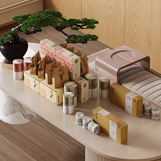 New Chinese Tea Cans Tea Table and Chair Combination 3d model