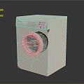 Modern White Electric Washing Machine With Control Panel And Viewing Window