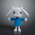 White Rabbit Character Wearing Blue Sweater With Open Arms 3D Model Design 3d model