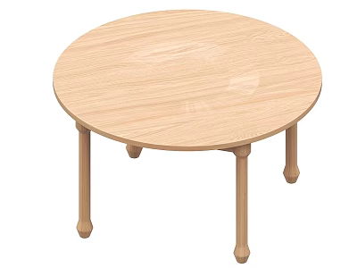 Light Wood Round Coffee Table With Simple Design And Four Legs 3d model