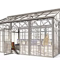 Glass Greenhouse With Transparent Glass Walls Metal Frame And Open Door Design