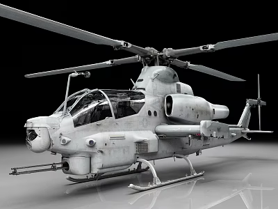 Sleek Military Attack Helicopter Featuring Rotors Cannon Cockpit And Landing Gear 3d model