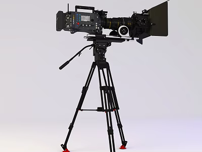 High Quality Professional Digital Camera Mounted On Tripod Stand For Mobile Digital Video Recording 3d model