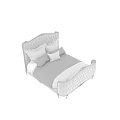 Elegant Luxury Double Bed With Tufted Headboard Carved Frame Details And Decorative Pillows