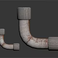 Rusted Threaded Metal Pipe Fittings With Elbow Design Two Sizes