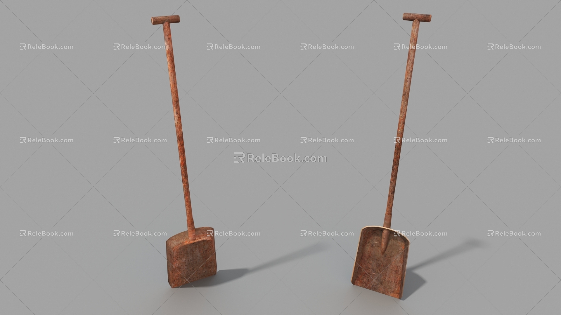 spade iron shovel rusty iron shovel 3d model