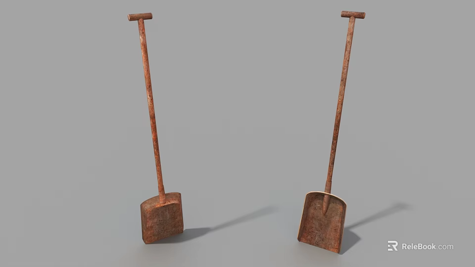 Public Facilities Featuring Two Rusty Shovels For Outdoor Maintenance Purposes 3d model 