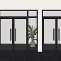 Modern Black Framed Glass Double Doors With Indoor Plant View