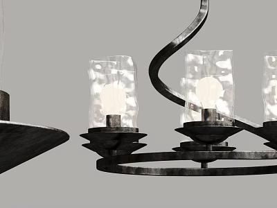 Modern Black Metal Chandelier With Transparent Glass Shades For Interior Decor 3d model