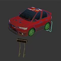 Red Stylish Sports Car With Mobil 1 Stickers Sporty Wheels And Rear Spoiler
