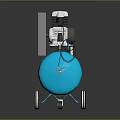 Blue Air Compressor With Air Tank Metal Grille Gears Motor Pressure Gauge And Air Hose