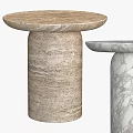 Modern Marble Side Tables With Beige And White Cylindrical Base Round Top Design