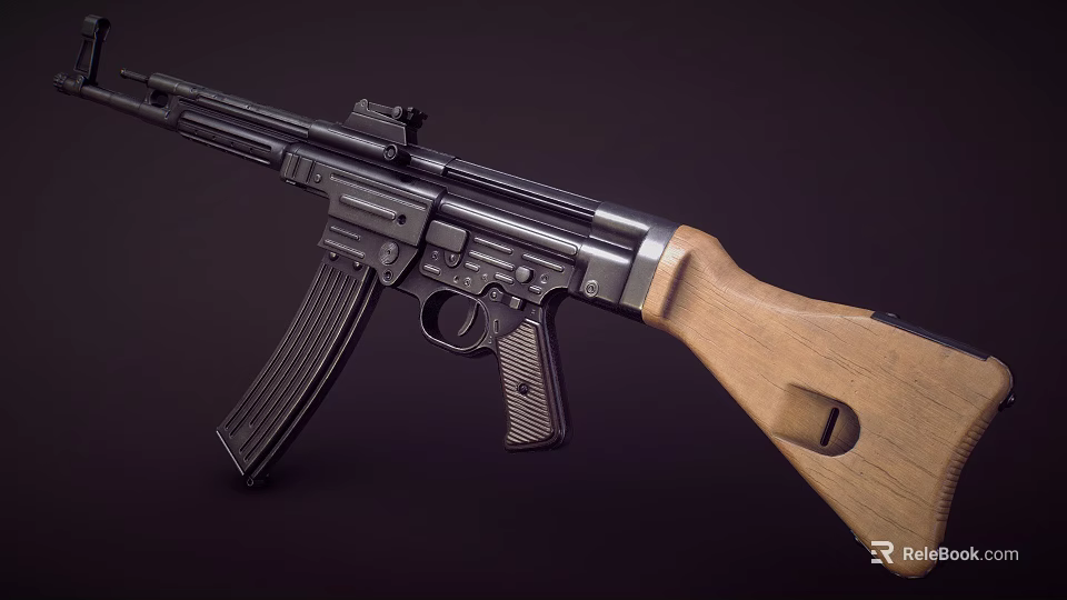 Classic Firearm Featuring Wooden Stock And Black Metal Components With Detailed Design 3d model 