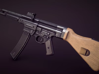 Classic Firearm Featuring Wooden Stock And Black Metal Components With Detailed Design 3d model