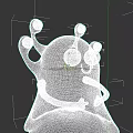 Cute Yellow Cartoon Creature With Multiple Eyes Smiling Expression And Arms